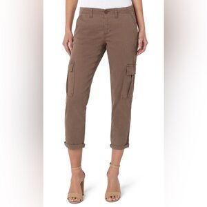 Liverpool stretch cargo denim, brown/dark tan, straight leg, size 0/25